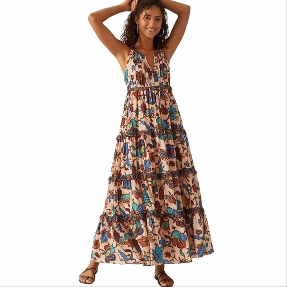 Anthropologie Love The Label Boho Printed Maxi Dress Size Small - Picture 4 of 10